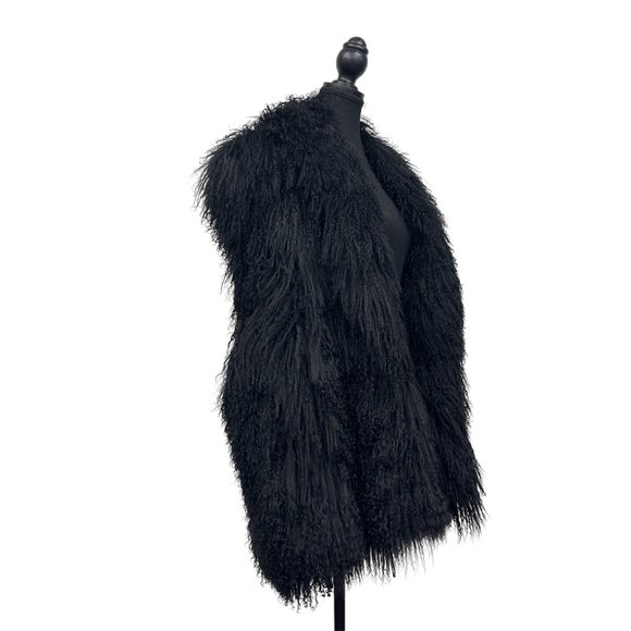 Lindzon Mongolian Lamb Black Lined Vest – Rockstar Luxury - Picture 2 of 11